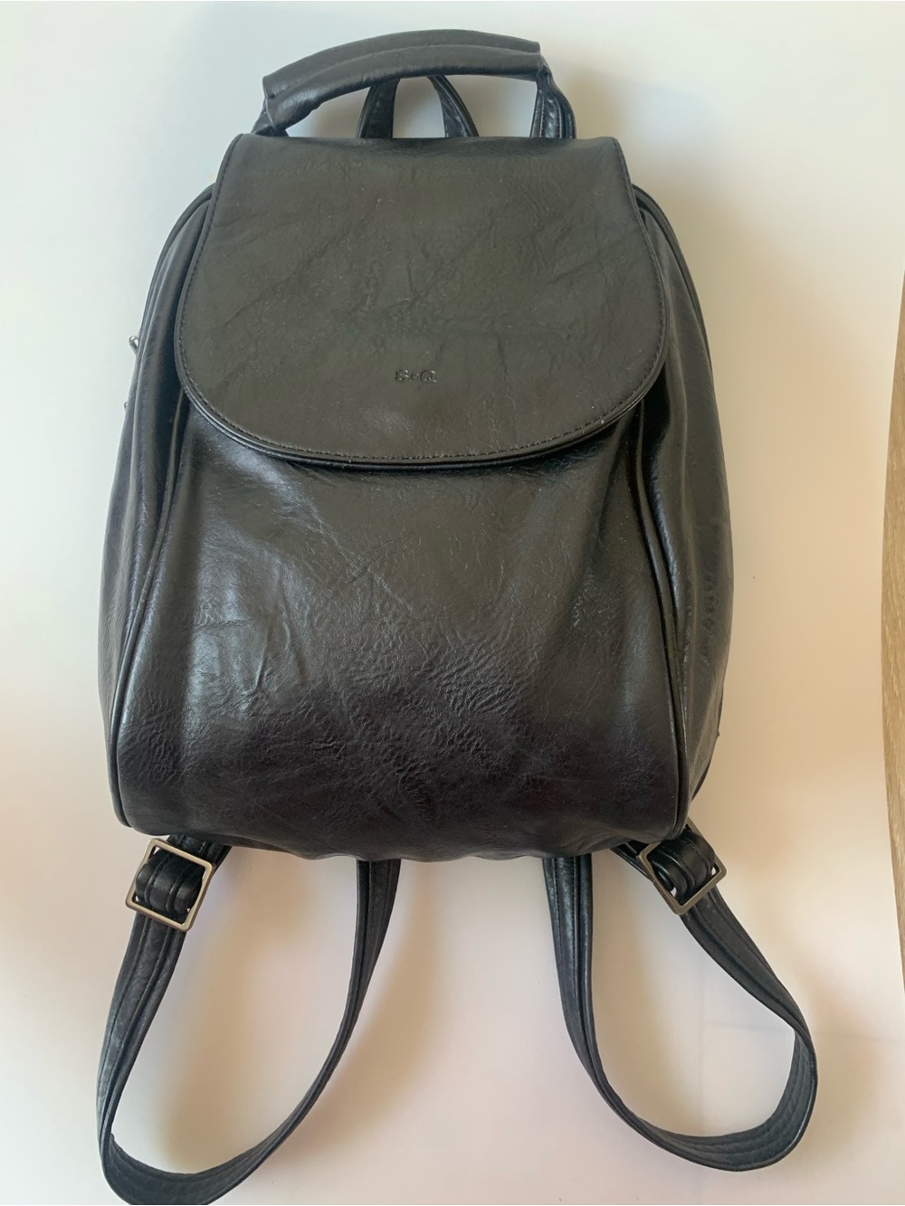 S-Q Black Mini Backpack – Faux Leather | Everyday Casual Bag
